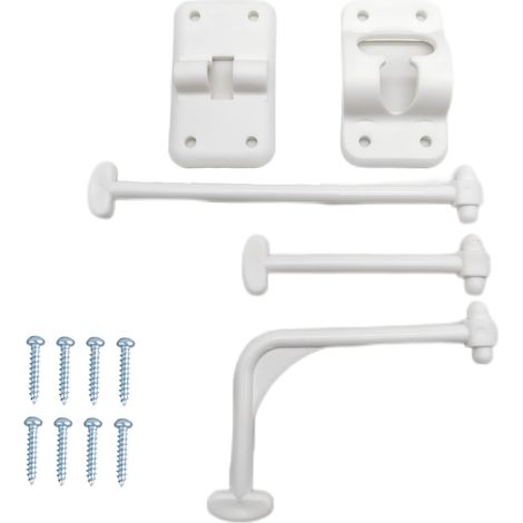 Accessoires pour VR : Trois types de loquets de porte en plastique, des verrous de porte et des crochets de porte extérieurs avec 8 vis (blanc). (1/4)