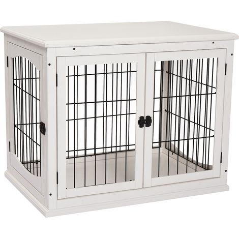 Boîte de transport pour chiens, en bois, MDF, blanc, 58,5 cm, 81 cm, 66 cm, pour maison et usage quotidien, MDF en fer bois