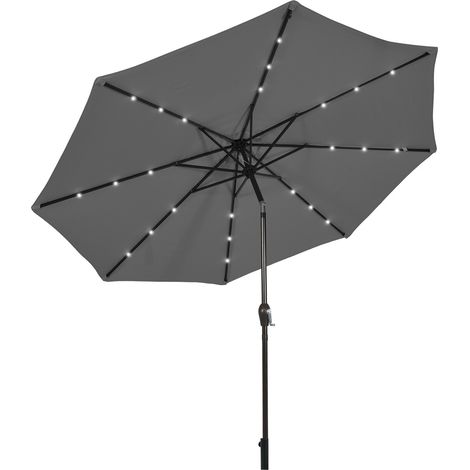 10 Feet Outdoor Patio Umbrella with Bright Solar LED Lights-Gray (1/5)