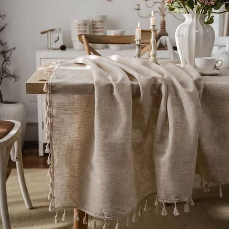 100 x 140 cm cotton-linen tablecloth, soft retro rectangular cover for picnics, table decor, and parties.
