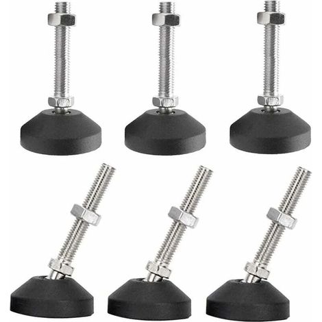 Lot de 6 pieds universels réglables en silicone D40×M8×50 M8, base pivotante, patins de glissement articulés en nylon fileté pour pieds de table KLB (1/5)