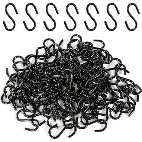 Lot de 100 petits crochets en S noirs en métal (1/5)
