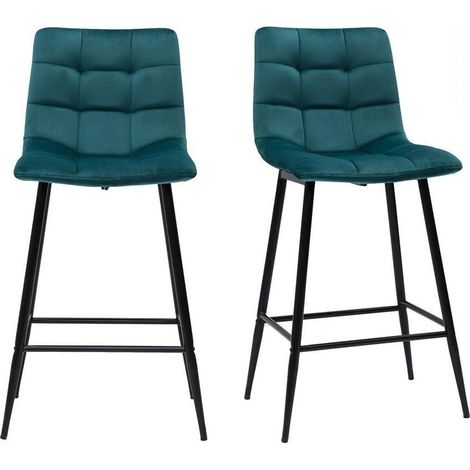 Design-Barhocker petrolblauer Samt H65 cm (2er-Set) MAXWELL