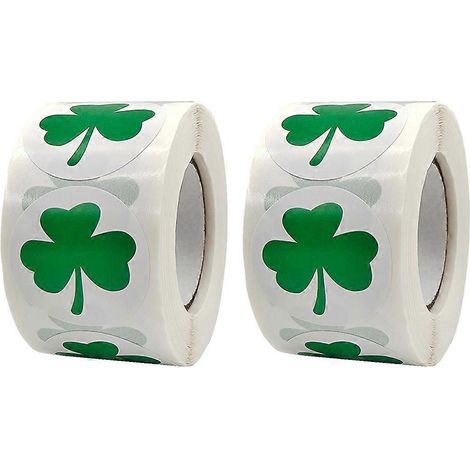 2 rouleaux/1000 pièces d'autocollants de fermeture sur le thème de la Saint-Patrick pour emballages cadeaux-M-Green (1/3)