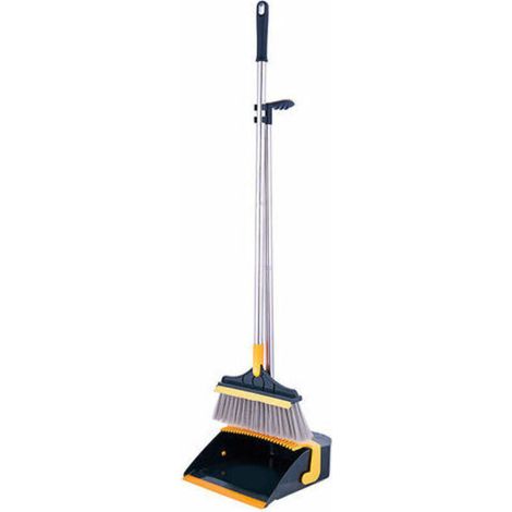 Ensemble balai et pelle à poussière avec manche long extensible, combiné de nettoyage vertical et léger pour hall d'entrée de bureau de cuisine à domicile (vert et jaunâtre） (1/3)
