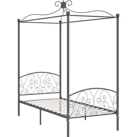 Maison Exclusive - Letto a Baldacchino Grigio in Metallo 100x200 cm (1/5)