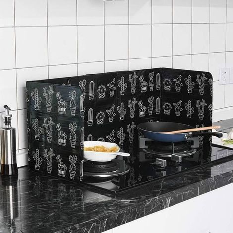 Ecran anti-projections - DLZAOAO - Plaque de protection pliable en aluminium - Noir - 84,5x32,7cm - Antiadhésif (1/4)