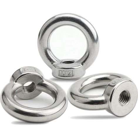 12PCS Écrou à oeil de levage, écrou à anneau femelle pour le levage de l'acier inoxydable 304, M8 (1/4)
