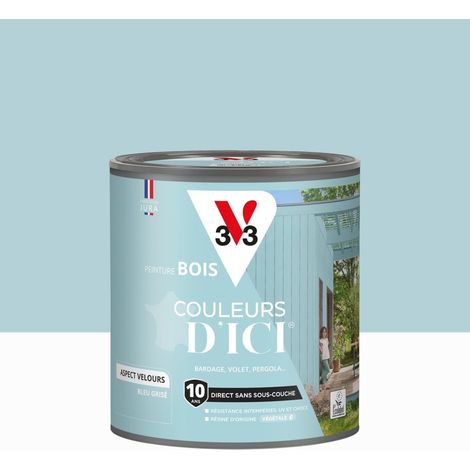 V33 Holzfarbe für den Außenbereich, Farben von hier, Samtiges Graublau 0,5 l V33 (1/3)