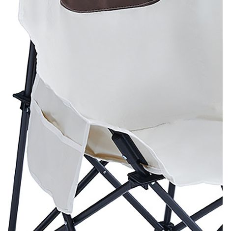Chaise de camping pliable avec poches latérales, design ergonomique, portable, idéale pour les pique-niques et la pêche (blanche). (1/5)