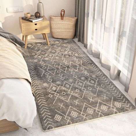 Alfombra marroquí de noche, de pelo corto, peluda, moderna y esponjosa, duradera y antideslizante, ideal para sala de estar, dormitorio, habitación infantil, entrada, decoración, C, 80 x 160 cm (1/3)