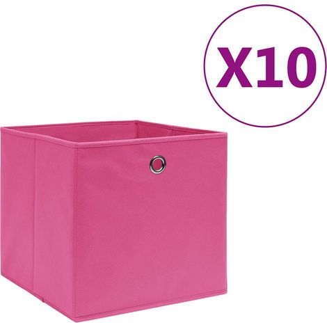 vidaXL Cajas de almacenaje 10 uds tela no tejida rosa 28x28x28 cm (1/5)