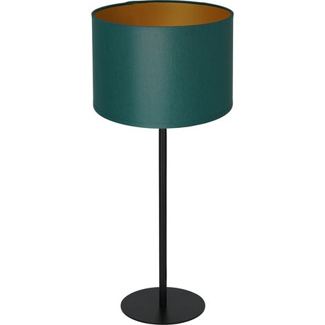 Lampe de table noire 56 cm abat-jour vert doré E27