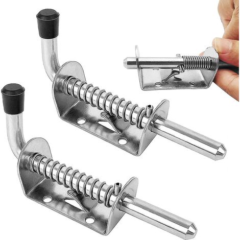 Loquet à ressort en acier inoxydable (lot de 2) pour portail de jardin, verrou de porte à ressort, pêne dormant. (1/3)