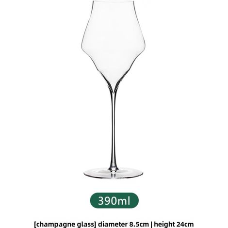 Copa Josephine Flat, elegante, ultrafina, de cristal, hecha a mano, copa de vino alta (copa de champán de 390 ml). (1/5)