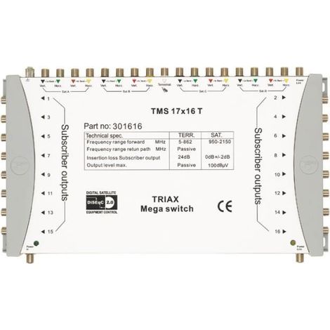 Diviseur de câbles - Triax - TMS 17x16 T - Couleur: Gris - Connecteur: F - 75 Ohm