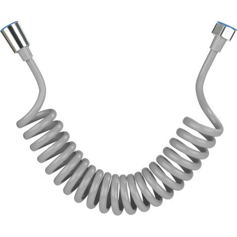 Flexible de che,Tuyau de che en mousse avec bouchon en cuivre, tuyau à ressort télescopique, flexible rétractable pour chette, WC et bidet(3M Gris) (1/5)