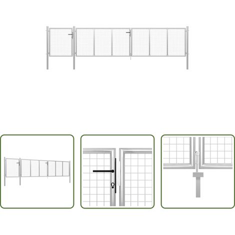 vidaXL Gartentor Silber - Gartentor aus Stahl 500 x 100 cm Silber (1/5)