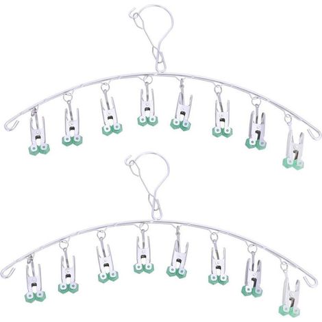 Lot de 2 étendoirs pliables avec 8 cintres, support de séchage sans trace gain de place (1/2)