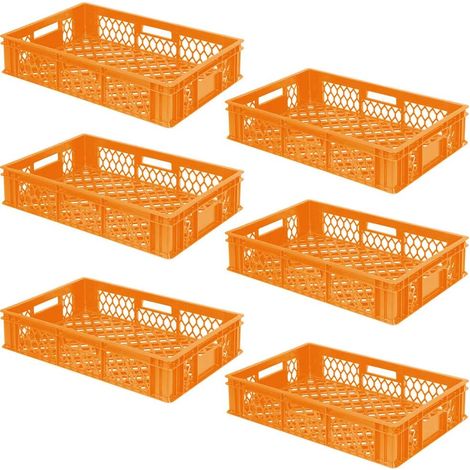 BRB Lot de 6 paniers empilables Orange 600 x 400 x 130 mm