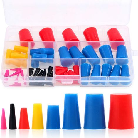Kit assorti de bouchons coniques en caoutchouc silicone pour masquer les trous lors du revêtement en poudre, de la peinture, de l'eau et du sablage (50 pièces) (1/5)