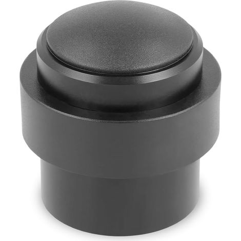 Butée de porte intérieure - 60 mm de hauteur - fixation par vis - vis à bois incluses - avec patin en caoutchouc antidérapant (noir) (1/5)