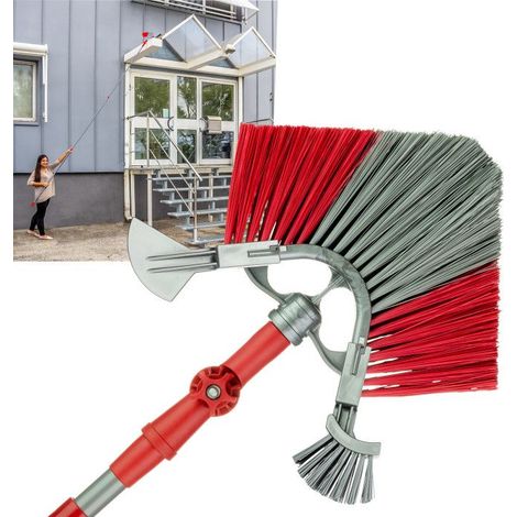 Dema – Balai télescopique tête de loup 260mm – Longueur réglable 1650 à 3850mm – Pour façades, gouttières et camions – Manche en métal
