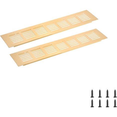 Rectangular Ventilation Grille, Aluminum Alloy Air Vent Cover with Mounting Screw (300X60mm/12"X2", Gold Tone) (1/5)