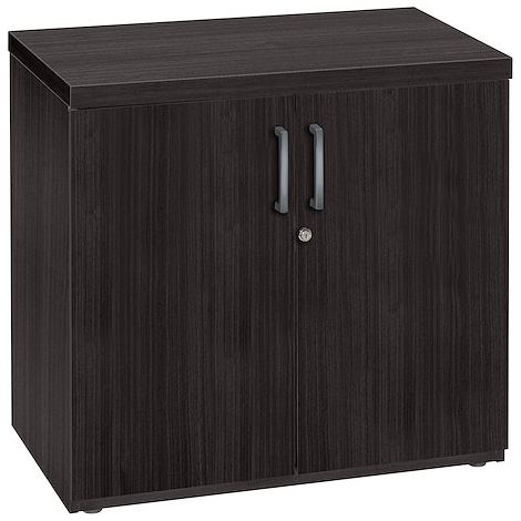 Armoire basse noir ébène H 74 x L 80 cm portes battantes Milano métal - Maxiburo