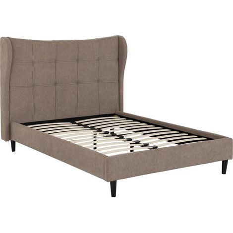 Verona 5 Feet Bed Frame - L221 x W176.5 x H136 cm - Brown Fabric
