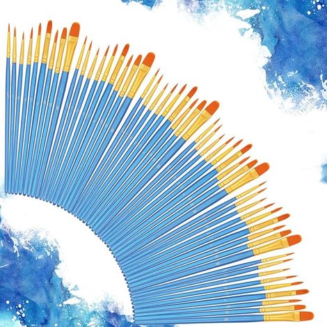 Paint Brushes Set 6 Pack, Nylon Hair Brush Sets Acrylic Blue Round Pointed Paints Bristle for Watercolor Oil Painting & Gouache Art, Perfect for Kids Beginner and Artist (1/5)