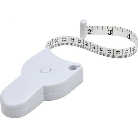 Mètre ruban souple rétractable de 150 cm, double graduation, pour la couture et la prise de mesures corporelles, blanc (1/4)