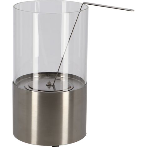 Cheminée de table au bioéthanol ronde - Argenté - D 16,4 x H 29 cm - Livraison gratuite