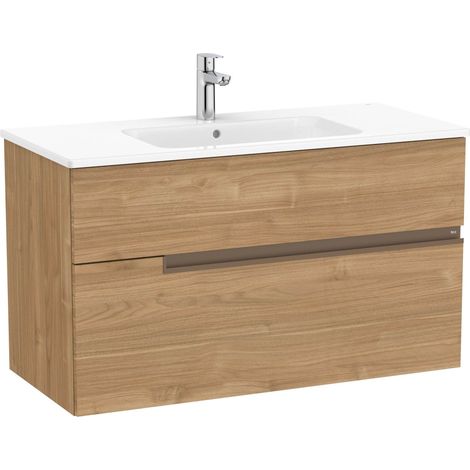Pack mueble base de dos cajones + lavabo Unik VICTORIA-N - ROCA Color: Nogal (1/2)