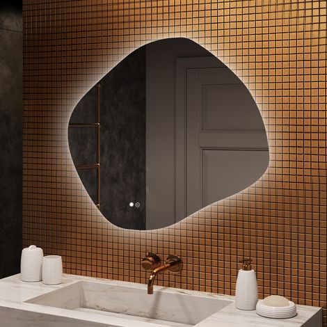 Artforma Miroir de salle de bain avec éclairage, 104x94, Interrupteur tactile, Anti-buée, LED Dual, Miroir Ovale (1/5)