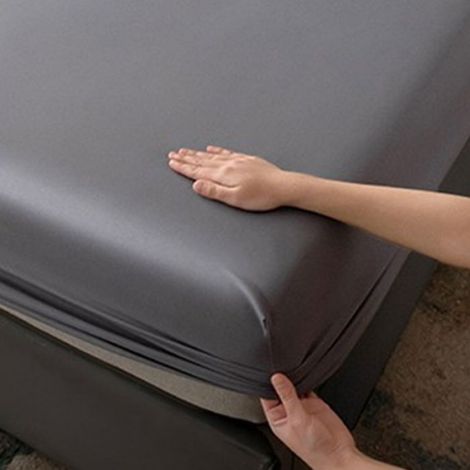 Drap-Housse - 90 x 200 cm - Poche Profonde - Lavable En Machine - Gris Uni (1/4)