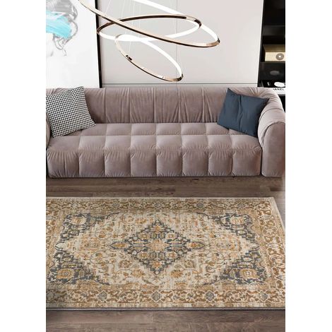 ATTICGO Tapis vintage DELTA 92 Beige / Gris 133x190 cm (1/4)