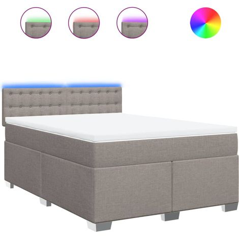 Lit double  Lit adulte  Sommier à lattes de lit avec matelas Taupe 160x200 cm Tissu