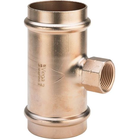 Viega Seapress T-Stück 0317.5, d. 54mm x 3/4" NPT x d. 54mm, CuNiFe-Legierung (1/3)