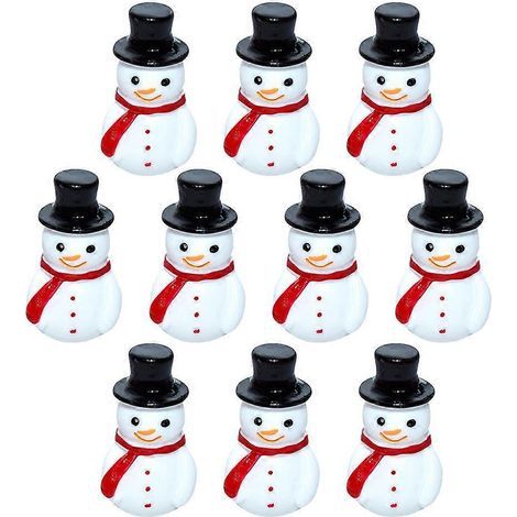 Lot de 10 mini bonhommes de neige de Noël en résine, décorations à faire soi-même-2.80X1.60X1.60CM-Black (1/3)