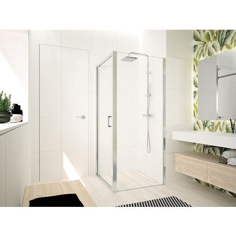 Paroi de douche fixe H195 cm extensible de 84 à 90 cm verre transparent - Novellini