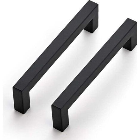 PA Maniglie per mobili nere, set da 2, 14 cm, quadrate, acciaio inox, distanza dal centro 128 mm. (1/4)