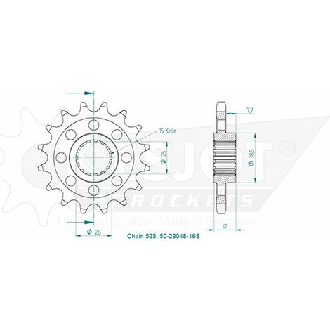 Esjot - Pignon - 525 - 16 dents - Made in Germany