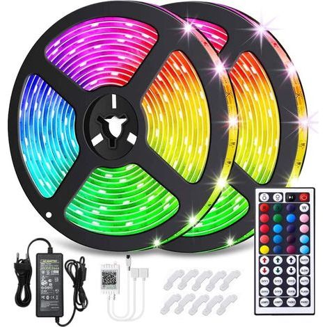 RGB LED Strip Kit, 10m, Bluetooth App Control, 16 Million Colors, 44 Keys, IP65, SMD 5050, 12V, Multicolor (1/5)