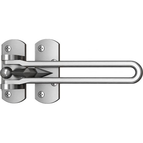 Entrebâilleur de porte chromé avec chaîne de sécurité, verrou de protection pour porte d'entrée – LPP BA130K Argent (1/2)