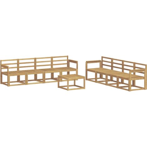 Outdoor Sofa Set 9 pcs White 59 x 59 x 37 cm Solid Acacia Wood vidaXL (1/5)