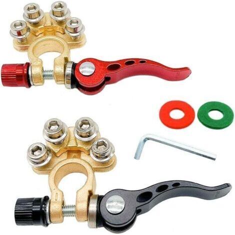 Connecteur de Borne de Batterie de Voiture à Dégagement Rapide Positif et Négatif Battery Terminal - 2 Pièces Cosse Batterie pour Voitures, Camions, Autobus - rouge et noir (1/4)