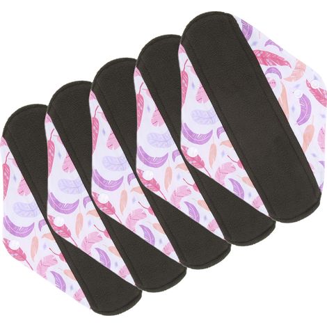 5 Protections Périodiques Lavables en Bambou Charbon, Réutilisables et Anti-Fuites - Lot de 5 - Taille M (1/5)