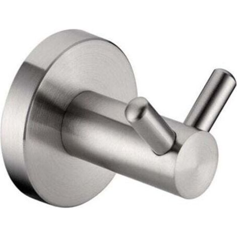(Stainless Steel (Brushed)) Exclusive towel rack with two stainless steel hooks, Bathroom Hook Towel Holder Coat Rack Hooks
