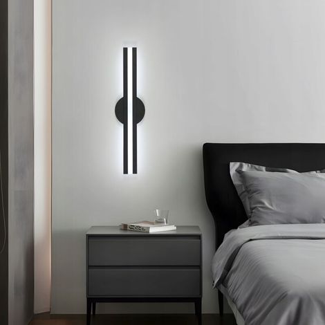 COMELY Applique da parete a LED per interni, lampada da parete nera da 18 W, luce bianca fredda 6500 K, applique da parete lunga e parallela per soggiorno, corridoio, camera da letto, hotel, bar (1/5)